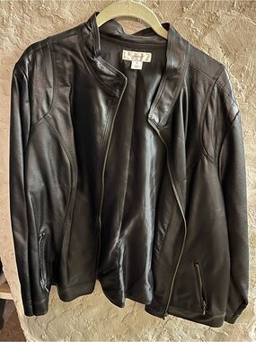 CJ Banks Women's Plus Size Faux Leather Moto Jacket – Size 3X